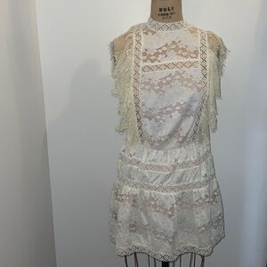 Foxiedox Cream Lace Short Dress M NWT